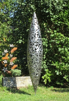 Große abstrakte Gartenskulptur Edelstahl